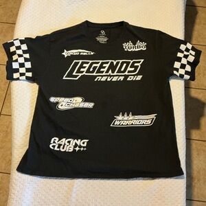 Legends Never Die Racing Graphic Tee - Black & White
